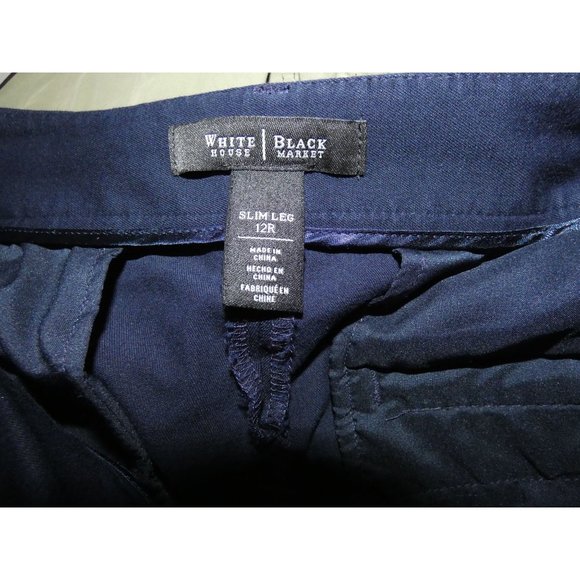 Women's Navy Slim Leg Pants, White House Black Market, Size 12R - Picture 4 of 6